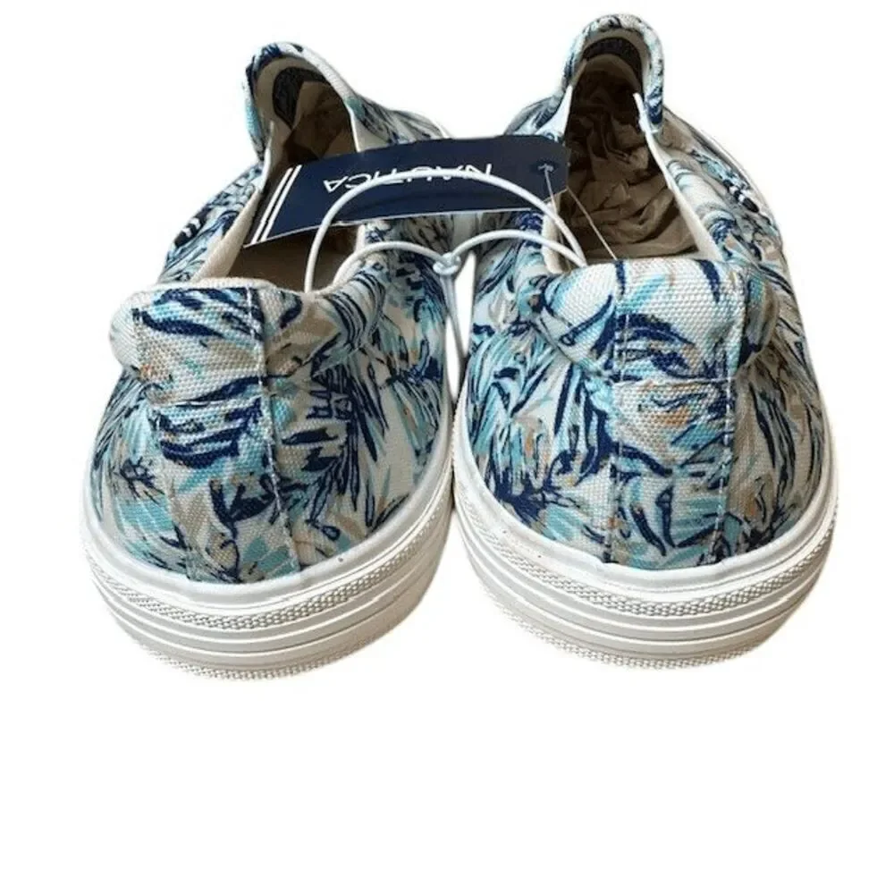 NWT Nautica Candler Canvas Slip On Shoes in Navy Palm Print Men's Size 9‎